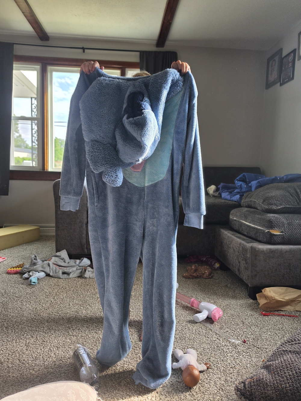 Disney Blue Stitch Fleece Onesie - Cozy Fuzzy Jumpsuit